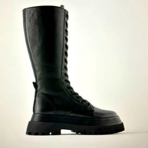 Zara Lug Sole Leather Boots